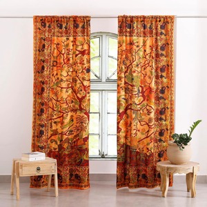 Artisanat populaire indien, hippie, bohème, magnifique - Arbre de vie - Rideau tie-dye mandala pour chambre, salon, balcon - Product Image 1