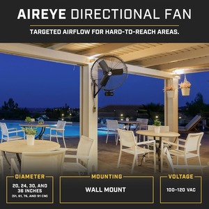 <b>Powerful</b> & Efficient Cooling for Any Space – Wall Mounted Fan with Adjustable Speeds – 120v - 30", Midnight Black - Product Image 5