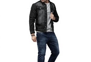 Veste en jean pour homme personnalisable, coupe décontractée, boutonnée, manches longues - Product Image 4