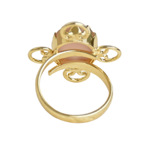 Vintage Unisex <b>Cocktail</b> <b>Ring</b> 18K <b>Gold</b> Plated Pink Chalcedony Square Bezel Setting Brass January Birthstone Daily Wear Trendy - Product Image 3