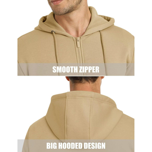 Wholesale Luxury Fleece Men's Hoodie Heavyweight 100% Cotton Custom Zipper Regular Fit Puff-Print Solid Pattern Winter Warmth - Product Image 4