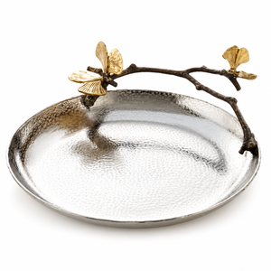 Plateau de service rectangulaire en bois de qualité supérieure avec poignées en forme de branche d'olivier argentée, plateau décoratif de luxe pour la maison - Product Image 4