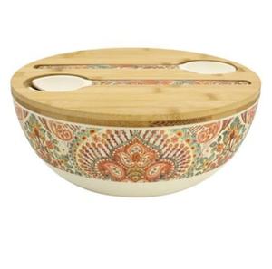 Fabulosa Tazón de Madera con Acabado Esmaltado, Apta para Alimentos, para Servir Frutas y Ensaladas, Uso en Catering, con Tapa - Product Image 5