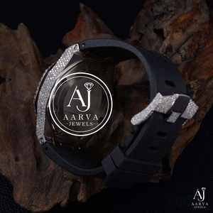 Reloj Cronógrafo Analógico de Cuarzo con Moissanita Helada, Correa de Acero Inoxidable, Cierre de Mariposa, Incrustaciones de Diamantes Negros ETA, Lujo Casual - Product Image 2