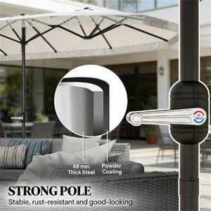 Ombrellone da Esterno Bianco Crema per Terrazzo e Cortile, Senza Base - Product Image 4