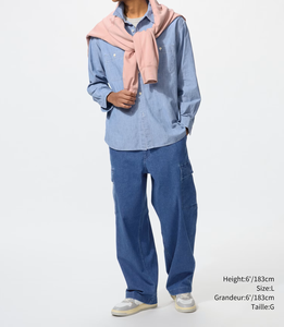 Pantalon Cargo Décontracté Homme Tendance Léger Taille Mi-Haute Coupe Ample Jean Coton Denim Écologique Haute Couture - Product Image 6