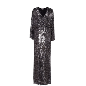 Black <b>Sequin</b> Maxi Dress for Women | Long Sleeve V Neck Glitter Evening Gown | Elegant Cocktail Party Wedding Guest Formal - Product Image 3