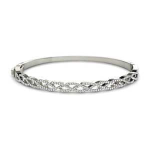 European Braided Twisted <strong>Bangle</strong> Embellished with <strong>Swarovski</strong> Crystals 18k Gold Plated Jewelry Daisini Silver 925 Women Bracelet - Product Image 2