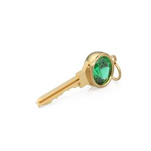 Pendentif Clé en Or Massif 18 carats avec Émeraude Naturelle, Bijou Fin Symbole de Luxe, Cadeau Anniversaire ou Anniversaire de Mariage - Product Image 3