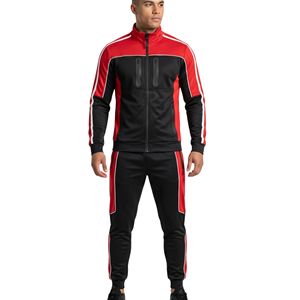 Trajes Deportivos para Hombre con Franja Lateral Roja y Negra, Poliéster Premium, Venta al Por Mayor, Duraderos, de Secado Rápido, para Gimnasio - Product Image 1