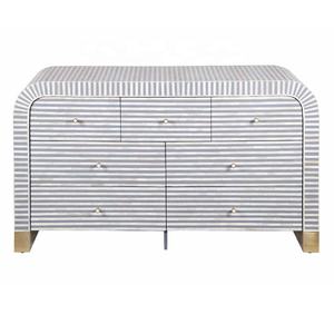 Nouveauté Commode à 7 tiroirs en cascade en incrustation d'os Commode à tiroir en incrustation d'os Buffet incurvé au prix de gros - Product Image 1
