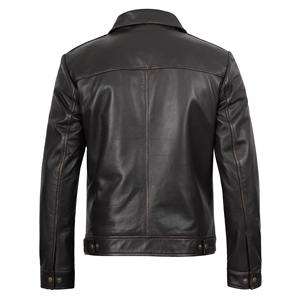 Veste en cuir pour homme, usage extérieur, col montant, service OEM de qualité économique - Product Image 2