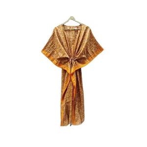 Women's Soft Silk Floral <b>Kaftan</b> Casual <b>Beach</b> Dress Stylish Swimsuit Cover-Up Ethnic Craft Hub India Model ETH-219 - Product Image 1