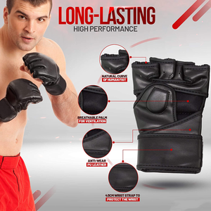 ถุงมือ MMA แบบเปิดนิ้วสำหรับขายส่ง ถุงมือฝึกซ้อมคิกบ็อกซิ่งและศิลปะการต่อสู้ - Product Image 3