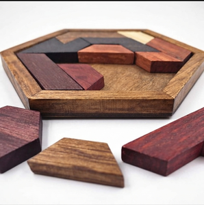 Wooden Hexagon <b>Puzzle</b> Toy Crafted With Colorful Geometric Rhombus Shapes Brain Teaser For Kids Logic Game Skill Development - Product Image 2