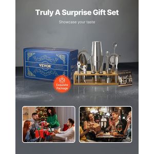 Set da Cocktail in Acciaio Inox 13 Pezzi con Supporto in Bambù, Kit da Barman Boston con Miscelatore, Cucchiaio, Pestello e Utensili da Bar - Product Image 6