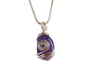 Collier de fiançailles et de mariage chrétien en argent sterling avec pierre de chakra, jade plat naturel à sept chakras - Product Image 6