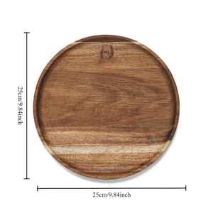Bandejas de Servicio Redondas de Madera de Mango, Estilo Rústico, Decorativas, para Otomana, Portavelas, Decoración del Hogar, para Café - Product Image 5
