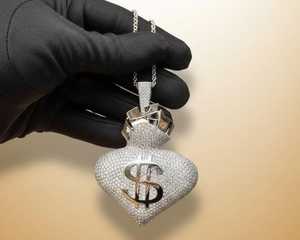 Colgante Dvars Diamond Hip Hop con Símbolo de Dólares, Bolsa de Dinero de Lujo, Chapado en Oro de 18K, Plata 925, con Moissanita Brillante VVS, Estilo Rapper, Certificado GCI IDGL - Product Image 6