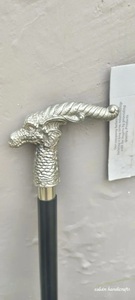 ไม้เท้าหัวมังกร |   ด้ามไม้สีดำ, อุปกรณ์เสริมเคลือบสีเงิน - Product Image 4