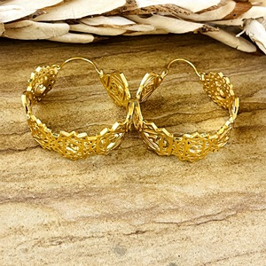 Nouvelle Arrivée Boucles d'Oreilles Créoles Sept Chakras Bijoux Bohèmes en Laiton pour Femme Plaqué Or 18 carats Design Géométrique Vente en Gros/OEM/ODM - Product Image 1