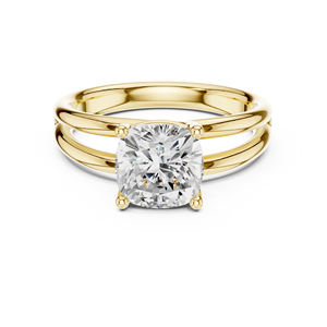 Bague de fiançailles pour femme en or jaune 14 carats avec diamant de laboratoire certifié IGI de 2,00 carats taille coussin à tige fendue, pour anniversaire et mariage - Product Image 1