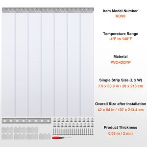Tenda a Strisce in PVC Trasparente per Porte Industriali, 84 Altezza x 42 Larghezza, 7 Pezzi, per Congelatori e Cella Frigorifera, Superficie Liscia 0.08 - Product Image 4