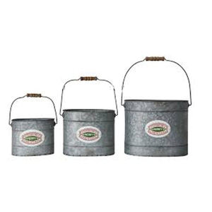 Seau de Noël en métal galvanisé de qualité supérieure pour décoration extérieure par sublimation vierge – Lot de 2 - Product Image 1