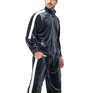 Mens 2 Piece <b>Velour</b> Tracksuit Full Zip Jackets Pants Velvet Jogging Suits Sweatsuit Set - Product Image 4