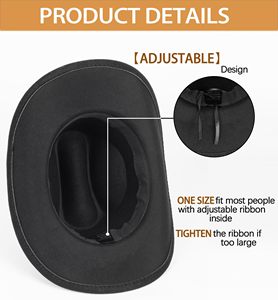 Sombrero Fedora Estilo Occidental con Hebilla y Cinturón, Sombrero Vaquero Enrollable, Proveedor Mayorista - Product Image 6