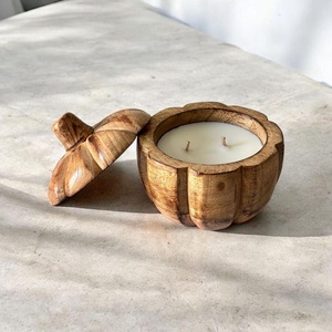 Premium Sculpted Wooden <b>Candle</b> Holder Handmade Decorative Wood <b>Candle</b> Vessel Modern Home Fragrance Container <b>Refillable</b> Soy - Product Image 5