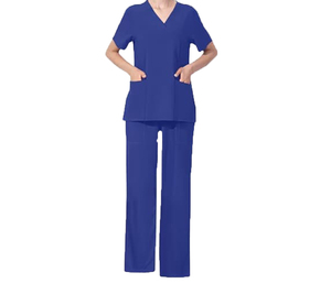 Ensemble de blouses médicales bleues pour femmes, coton et polyester, pantalon inclus, respirant, abordable, uniforme d'hôpital - Product Image 2
