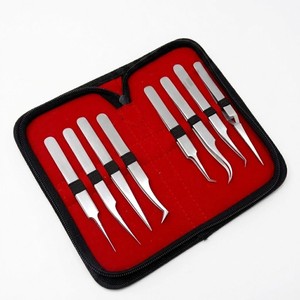 Kit de pinces de précision pour extensions de cils, style bijoutier, 8 pièces, en acier inoxydable, outils de beauté pour cils - Product Image 4