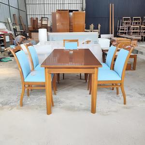 Modern Eco-Friendly Wooden Farmhouse Dining Room Set Rectangular Table and Upholstered <b>Chairs</b> for Restaurant Hotel Dining Area - Product Image 3