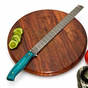 Cuchillo de Chef Burraq de Acero de Damasco, 8-9.9 Pulgadas, Mango de Resina, Grosor de 3.5mm, Funda de Cuero, Forjado Moderno, Acabado de Alto Brillo para Mano Derecha - Product Image 5