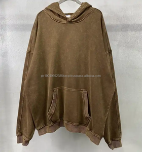 Sudaderas con capucha de algodón de peso pesado logotipo personalizado bordado 500gsm francés Terry gota hombro en blanco lavado con ácido Vintage HoodieDDP envío - Product Image 1