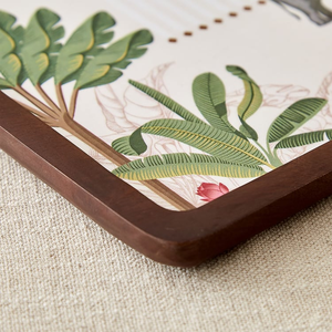 Rectangular Wooden <b>Decorative</b> Tray With <b>Elephant</b> And Plant Pattern Bohemian Style Animal Print Design - Product Image 6