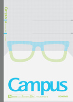 Cuaderno Espiral Plano Semi-B5 KOKUYO Campus X Zoff, 7mm, con Puntos, Rayado A, 30 Hojas, Azul Claro, Papel Japonés, para Estudiantes