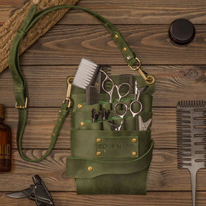 Étui pour ciseaux de barbier en cuir véritable fait main, pochette à outils professionnelle avec protection anti-odeur LBSH-0014 - Product Image 1