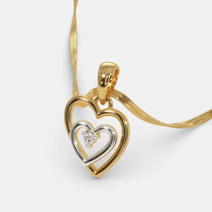 Collar con Colgante de Diamante Cultivado en Laboratorio de Dos Tonos y Doble Corazón - Product Image 6