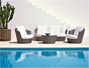 Sofá contemporáneo de ratán para exteriores de una plaza con cojín blanco. Muebles de Jardín Impermeables y Sillón de Patio Resistente a la Intemperie - Product Image 6