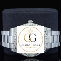 Montre automatique mécanique en acier inoxydable de qualité supérieure, or blanc, moissanite, diamants glacés, verre analogique 20 mm, bracelet en caoutchouc, tendance et scintillante