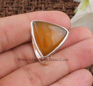 925 Sterling <b>Silver</b> Bezel Setting Yellow Jade Handmade Classic <b>Boho</b> Dainty Solitaire <b>Ring</b> Certified Jaipur Unisex Wedding Party - Product Image 6