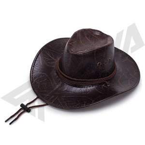 New Arrival Leather Material Western <b>Hat</b> Unisex <b>Flat</b> Top Cowboy Jazz <b>Cap</b> Fashionable Gift Idea - Product Image 5