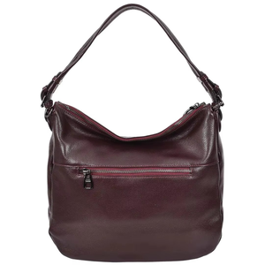 Bolso de Hombro de Cuero Genuino Estilo Vintage para Mujer, Bolso Tipo Hobo Color Borgoña, Bolso Cruzado Informal con Dos Correas y Cierre - Product Image 4