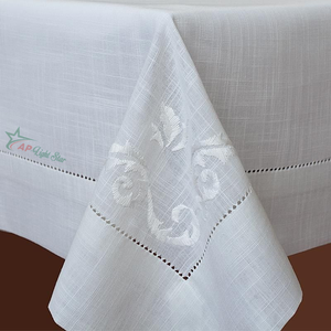 Mantel de Lino Bordado a Mano, Elegante y Lujoso, Tamaño Personalizado, Alta Calidad, Artesanía Tradicional de Punto de Cruz VNAP - Product Image 5