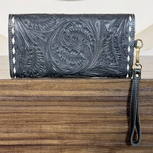 Portefeuille en cuir véritable sculpté à la main motif floral 2026, nouvelle collection de sacs à main de créateur pour femme avec dragonne détachable, cadeau pour elle - Product Image 5
