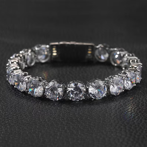 Bracelet tennis pour homme AMBER JEWELS plaqué or 18 carats, style hip-hop, moissanite, certifié IGI, sertissage à griffes géométriques - Product Image 5