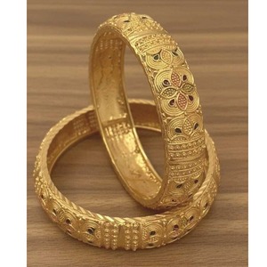 Intricate Carved Gold Plated <b>Bangle</b> <b>Set</b> for Women Traditional Engraved Bracelet Jewelry for Daily and Party Wear - Product Image 4