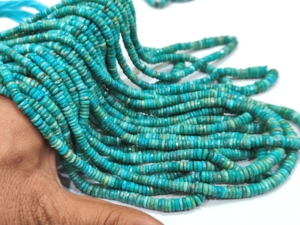 Perles Rondelles Simples en Turquoise Bleue Naturelle de Haute Qualité, d'Arizona, Taille Graduée de 3,5 mm à 7 mm, Vendues par Fil de 8 Pouces - Product Image 5